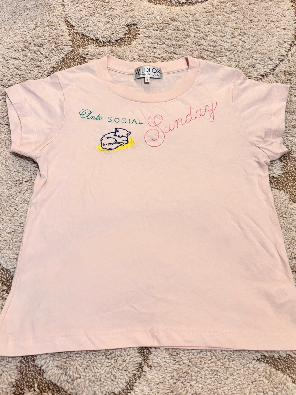 Wildfox Light Pink 'Anti-Social Sunday' Tee